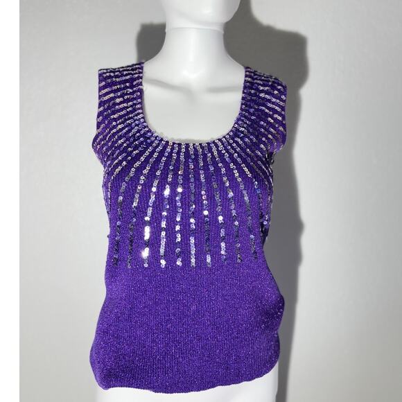 Investments Purple Sequin Knit Tank Top – Size Small - Picture 1 of 7